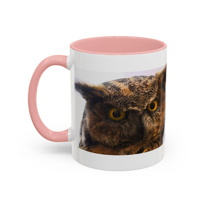 Owl Accent Coffee Mug – Realistic Great Horned Owl Photo (11/15 oz)
