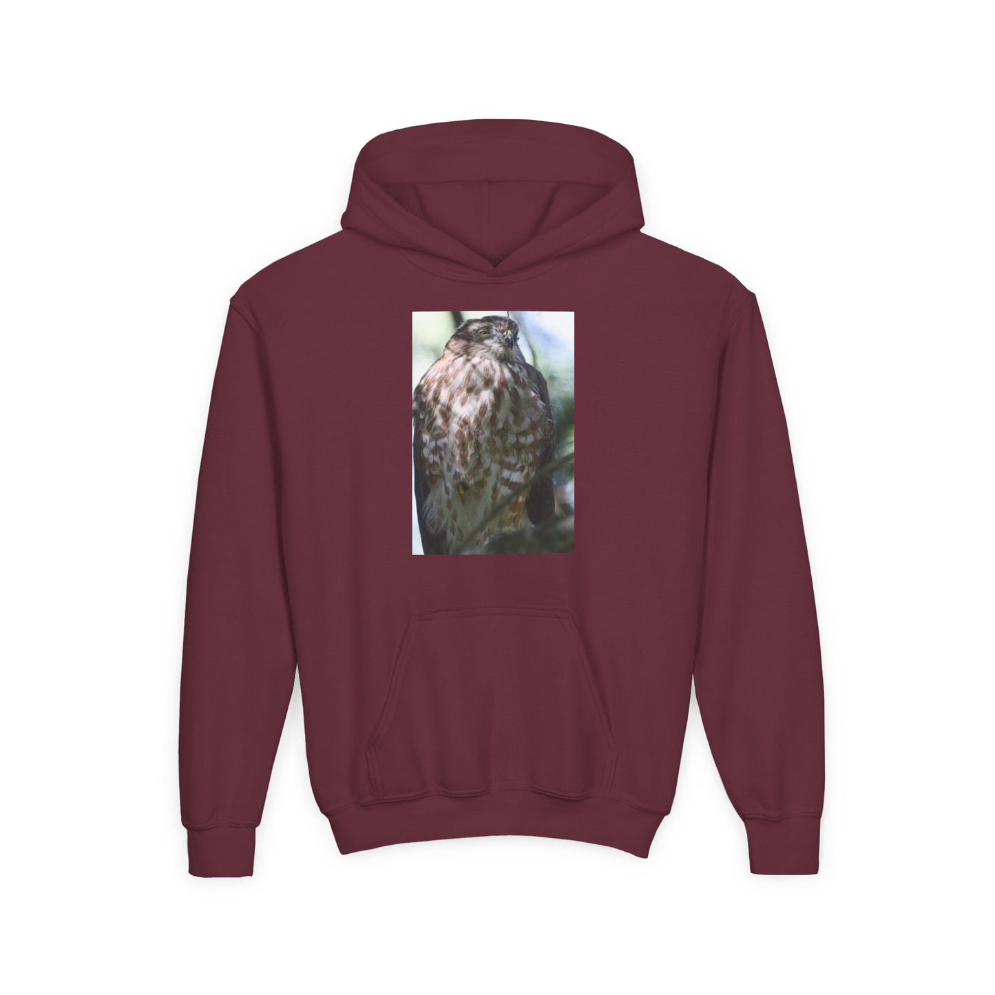Youth Owl Hoodie – Photoreal Hawk Owl Print Kids' Hooded Sweatshirt