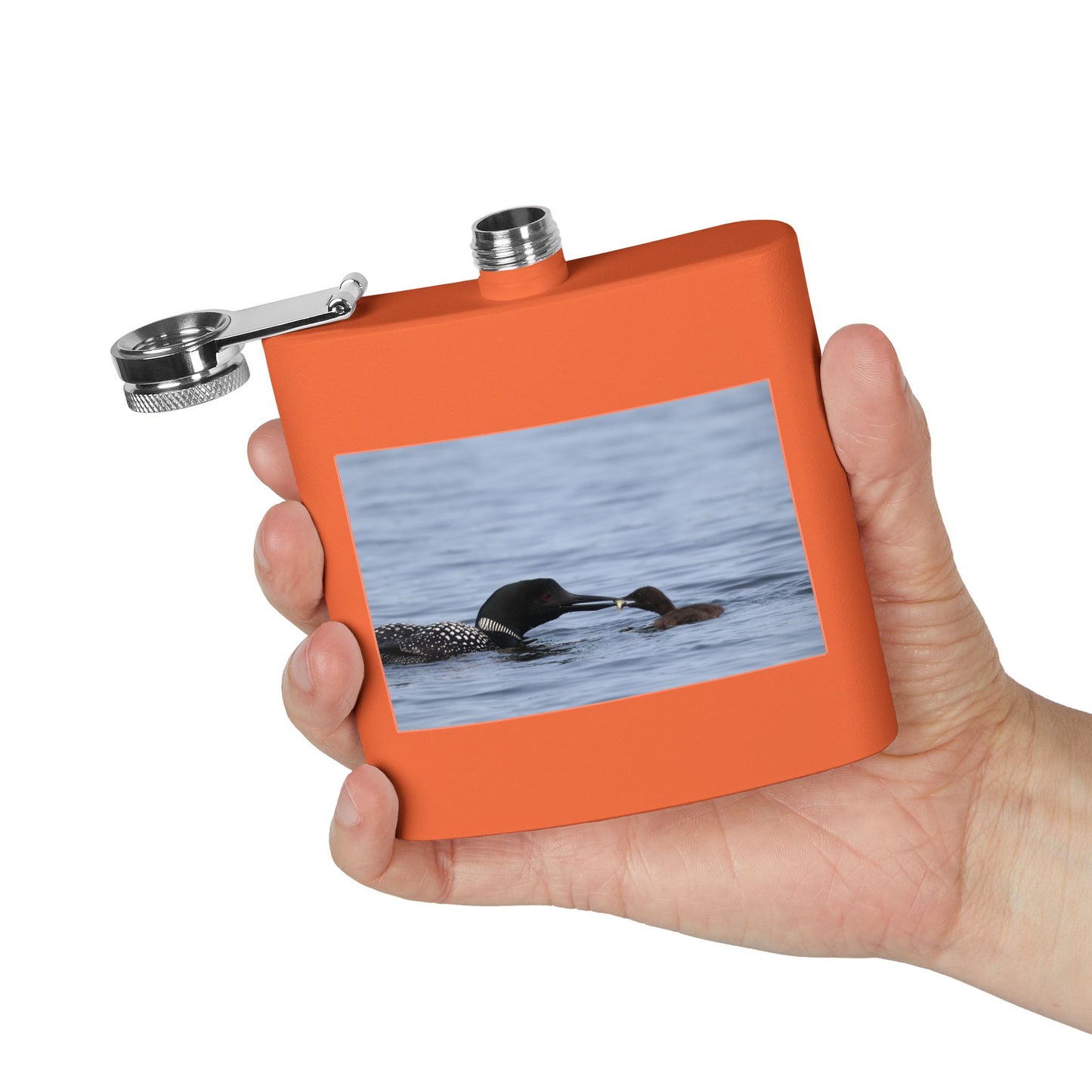 Loon Family 6oz Stainless Steel Flask – Wildlife Nature Gift