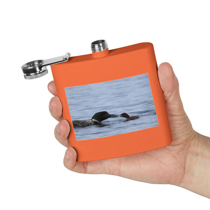Loon Family 6oz Stainless Steel Flask – Wildlife Nature Gift