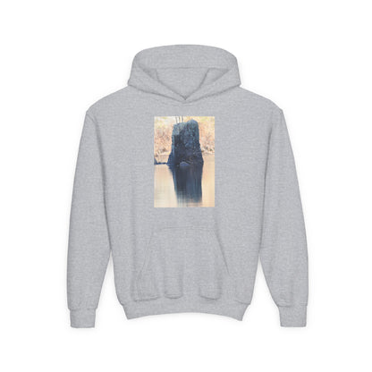 Youth Hoodie with Serene Lake Reflection Photo — Nature-Inspired Kids’ Pullover