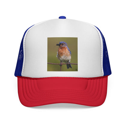 Eastern Bluebird Trucker Cap — Vintage Nature Hat for Birdwatchers