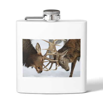 6oz Stainless Steel Flask – Fighting Bucks Wildlife Photo Hip Flask