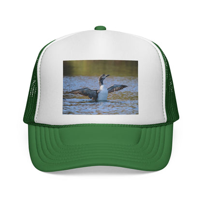 Loon Photo Trucker Cap — Vintage Wildlife Birdwatching Hat
