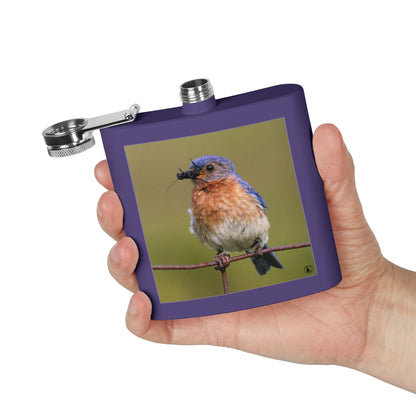 6oz Bluebird Stainless Steel Flask — Nature Photo Pocket Hip Flask