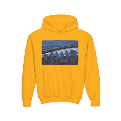 Ocean Wave Ice Photo Hoodie — Youth Nautical Winter Sweatshirt
