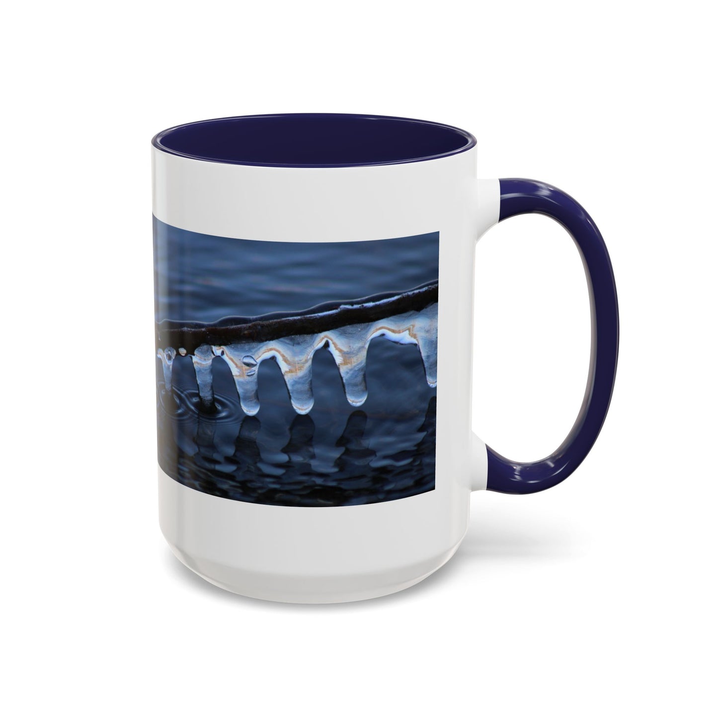 Blue Icicle Wave Accent Coffee Mug — Winter Water Photography 11/15oz