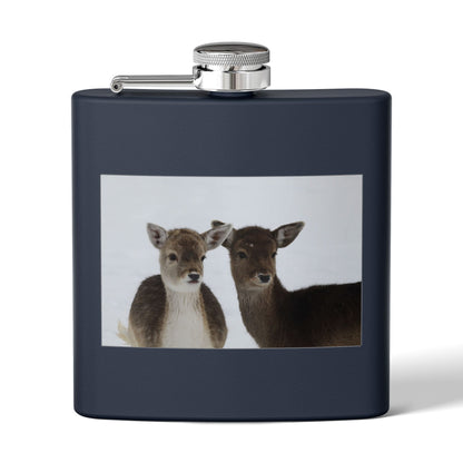 Deer Duo Stainless Steel Flask – 6oz Wildlife Pocket Hip Flask