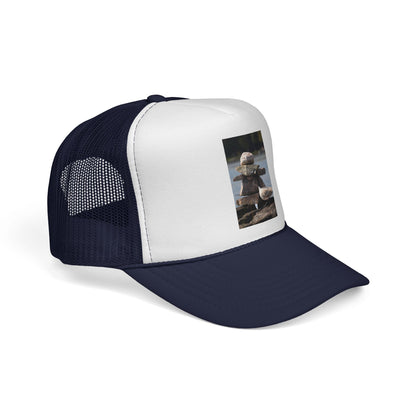 Seagull Stacked Rocks Trucker Cap — Coastal Beach Vibes Hat
