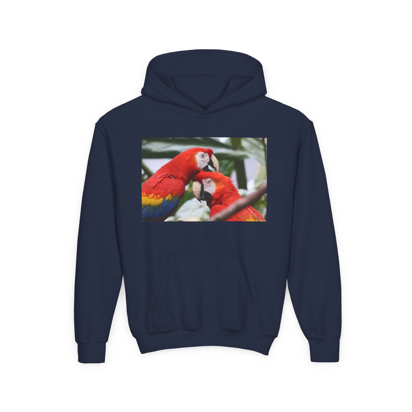 Youth Parrot Hoodie – Colorful Scarlet Macaw Kids Pullover