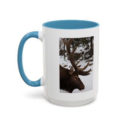 Elk in Snow Accent Coffee Mug — Nature Wildlife Photo Mug (11/15oz)