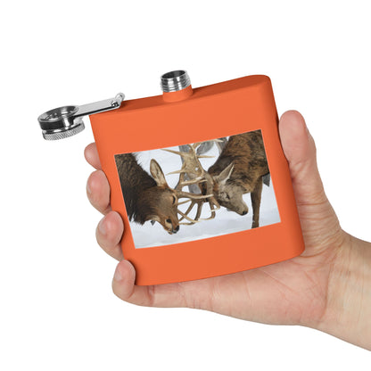 6oz Stainless Steel Flask – Fighting Bucks Wildlife Photo Hip Flask