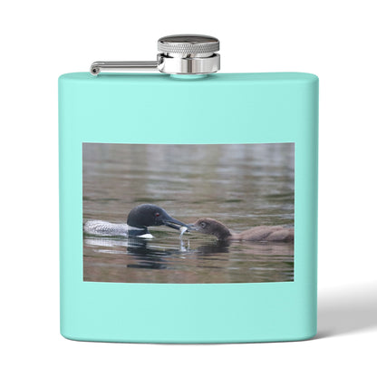 6oz Stainless Steel Flask — Duck Pair Wildlife Photo Hip Flask (Nature Lover Gift)