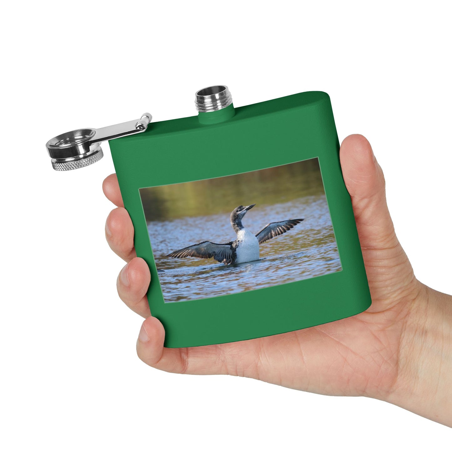 6oz Stainless Steel Flask with Diving Loon Photo – Wildlife Outdoors Gift