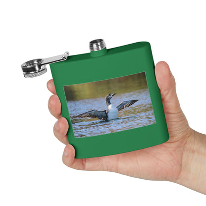 6oz Stainless Steel Flask with Diving Loon Photo – Wildlife Outdoors Gift
