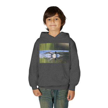 Youth Hoodie with Swimming Otter Photo – Cute Wildlife Kids Sweatshirt