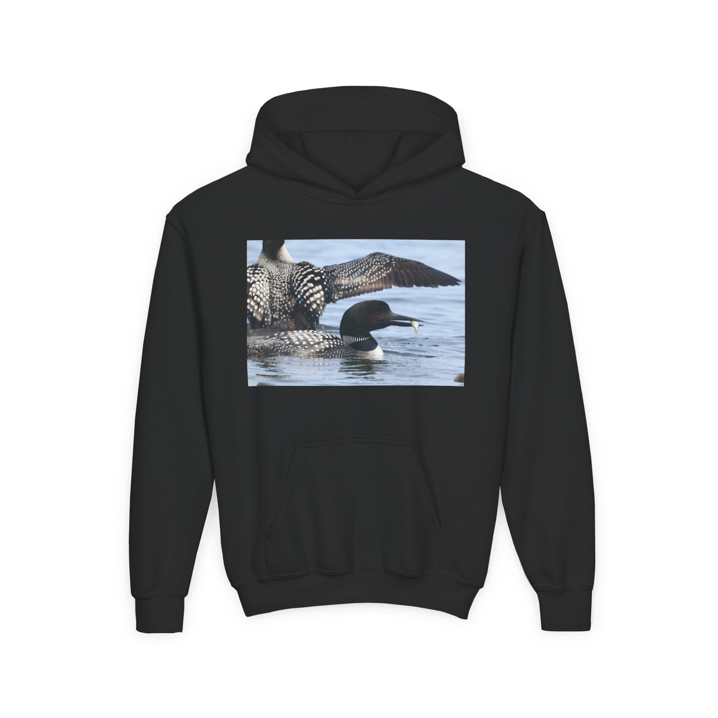 Loon Lake Youth Hoodie — Scenic Common Loon Wildlife Photo