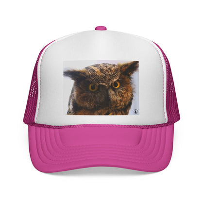 Owl Portrait Trucker Cap — Rustic Wildlife Snapback Hat