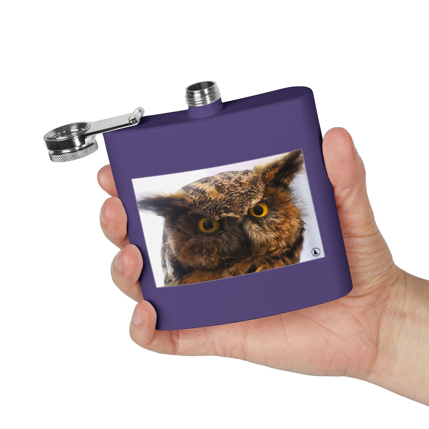 Owl Portrait Stainless Steel Flask — 6oz Wildlife Gift