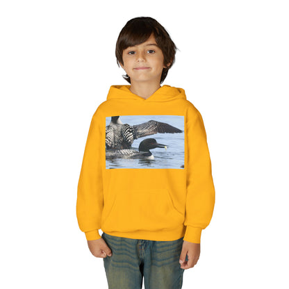 Loon Lake Youth Hoodie — Scenic Common Loon Wildlife Photo