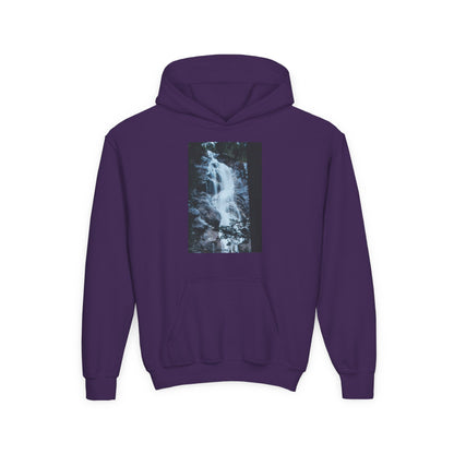 Youth Waterfall Hoodie — Scenic Nature Graphic Sweatshirt