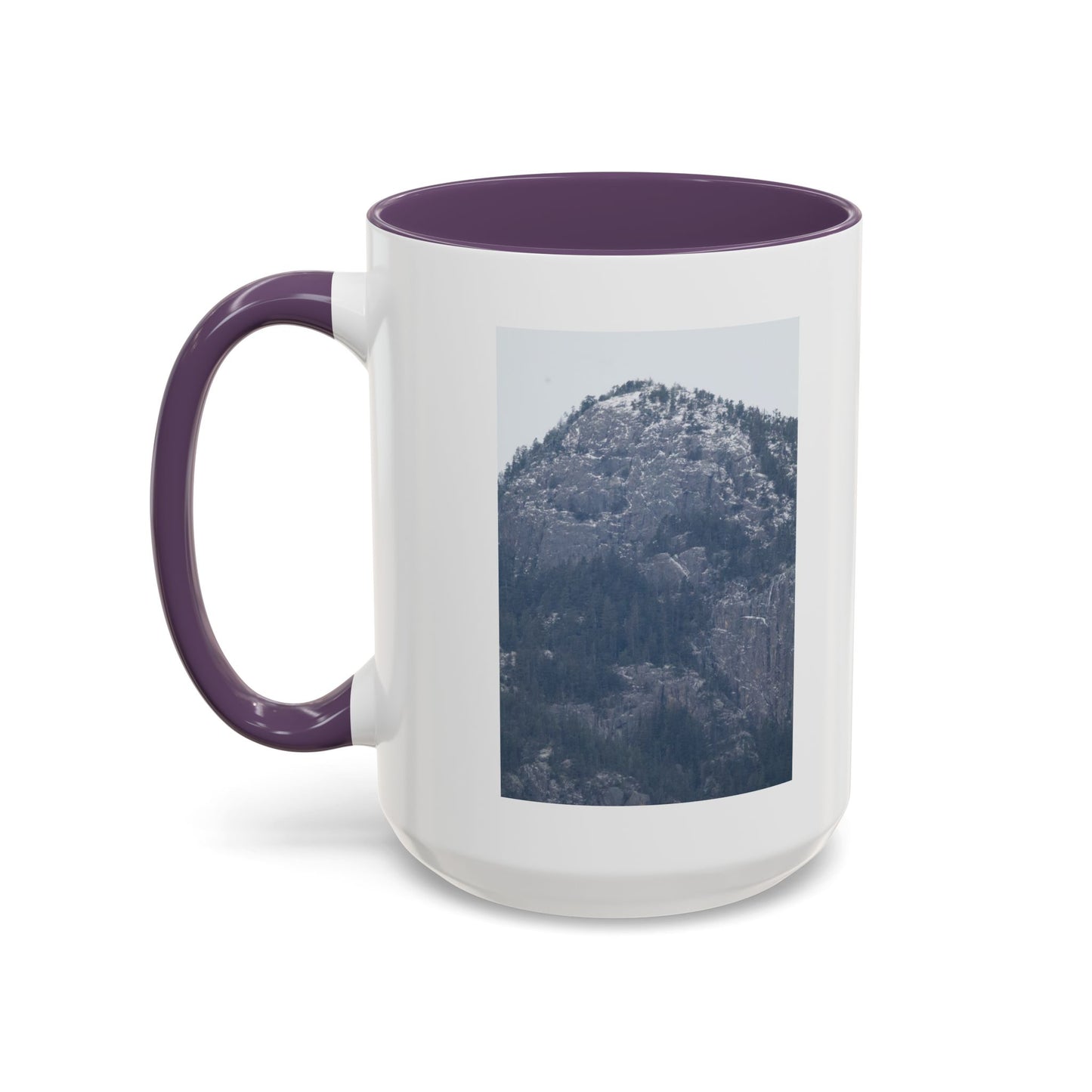 Mountain Peak Accent Coffee Mug – Snowy Forest Photo 11oz/15oz