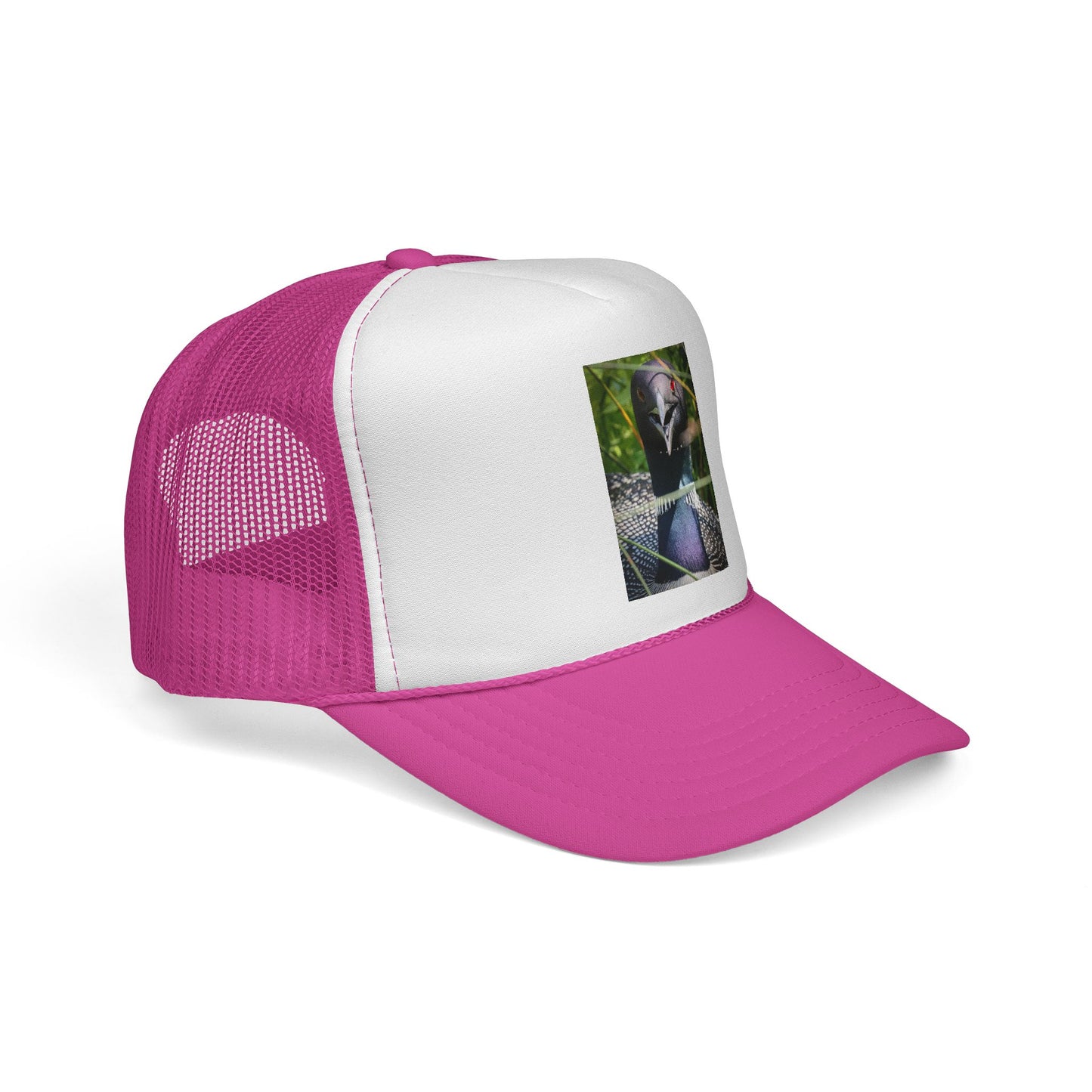 Peacock Portrait Trucker Cap — Colorful Bird Photo Mesh Hat