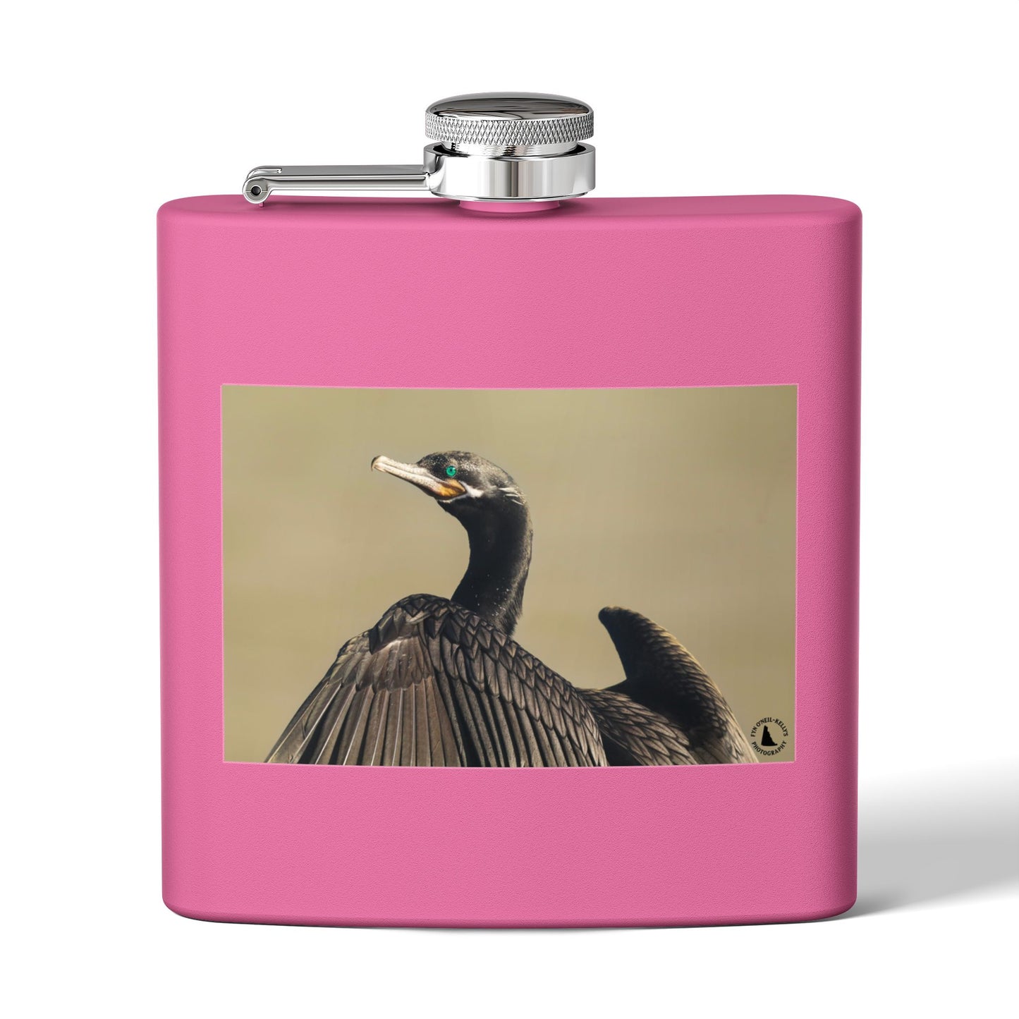Cormorant Photo Stainless Steel Flask – 6oz Pocket Hip Flask for Birdwatchers & Outdoor Lovers