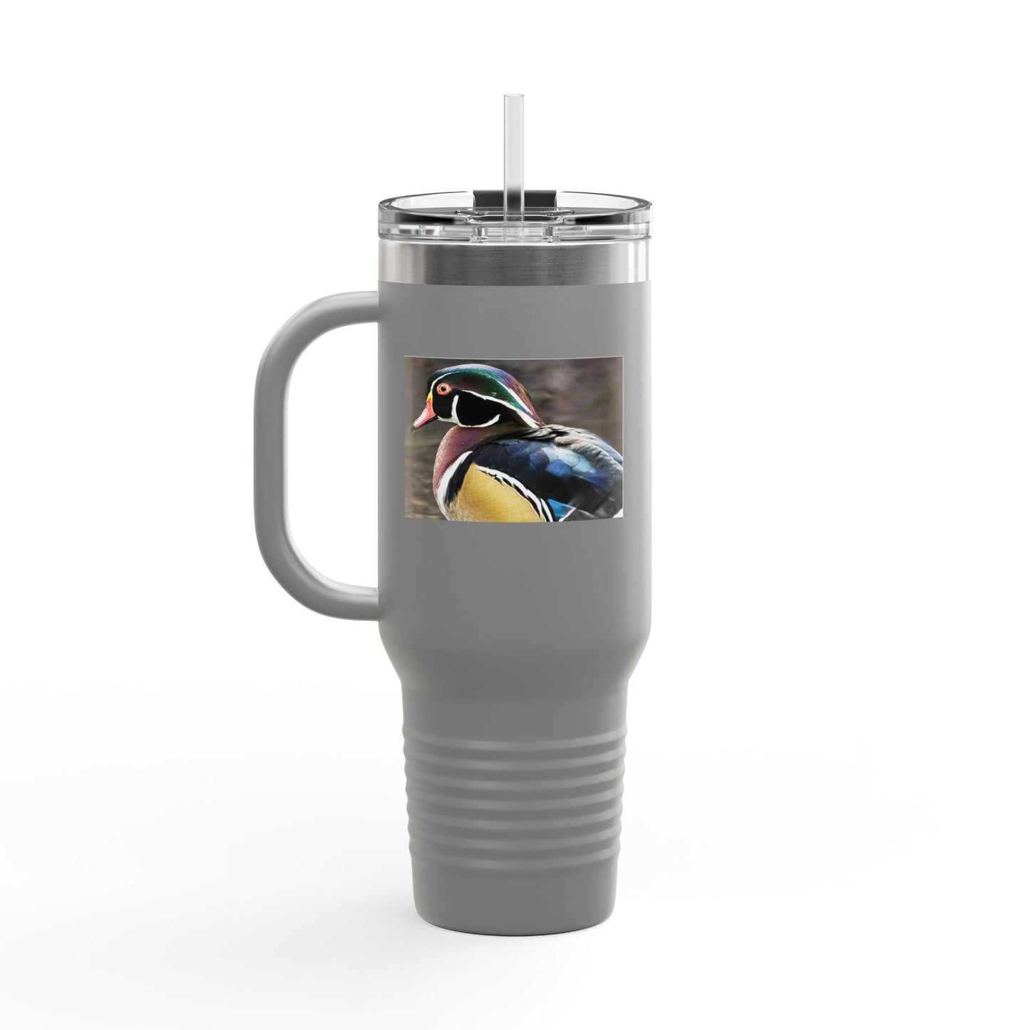 Wood Duck 40oz Insulated Travel Mug — Large Stainless Tumbler with Handle