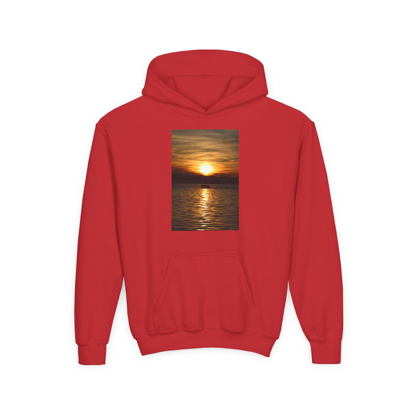 Youth Hoodie with Golden Sunset Photo - Beach Vibes Kids Pullover