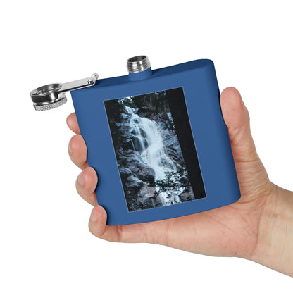 Waterfall Photo Stainless Steel Flask — 6oz Pocket Hip Flask for Outdoors & Travel