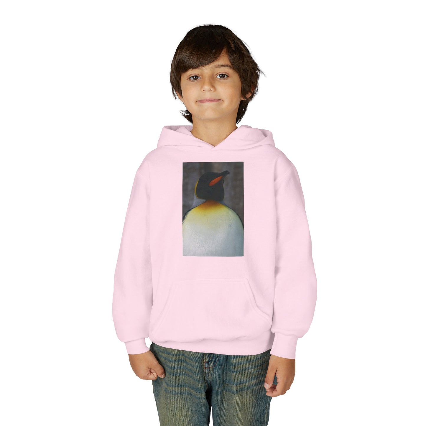 Penguin Art Youth Hoodie — Minimalist Royal Penguin Illustration Sweatshirt