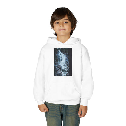 Youth Waterfall Hoodie — Scenic Nature Graphic Sweatshirt