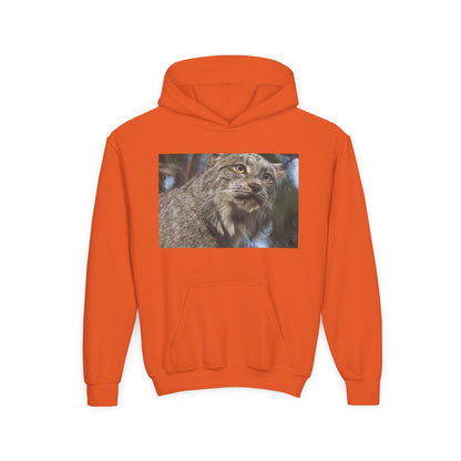 Youth Lynx Hoodie – Realistic Wildcat Photo Pullover for Kids