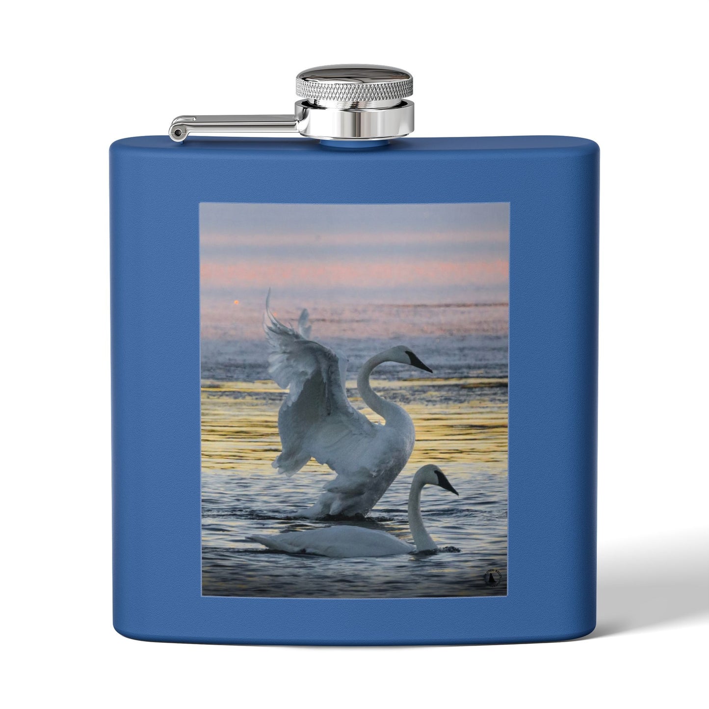 Swan Sunset Stainless Steel Flask — 6oz Travel Hip Flask