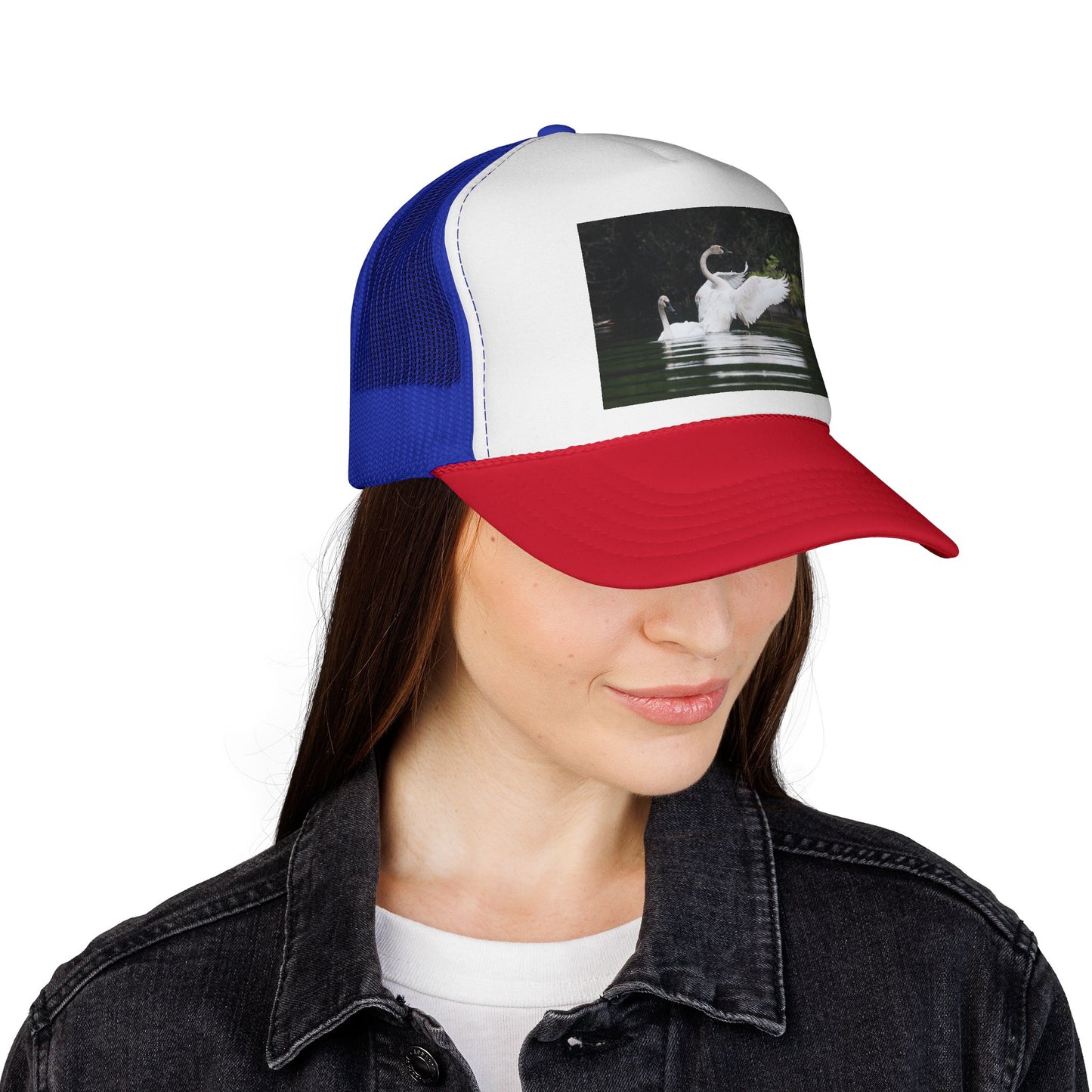 Swan Photo Trucker Cap — Wildlife Nature Hat