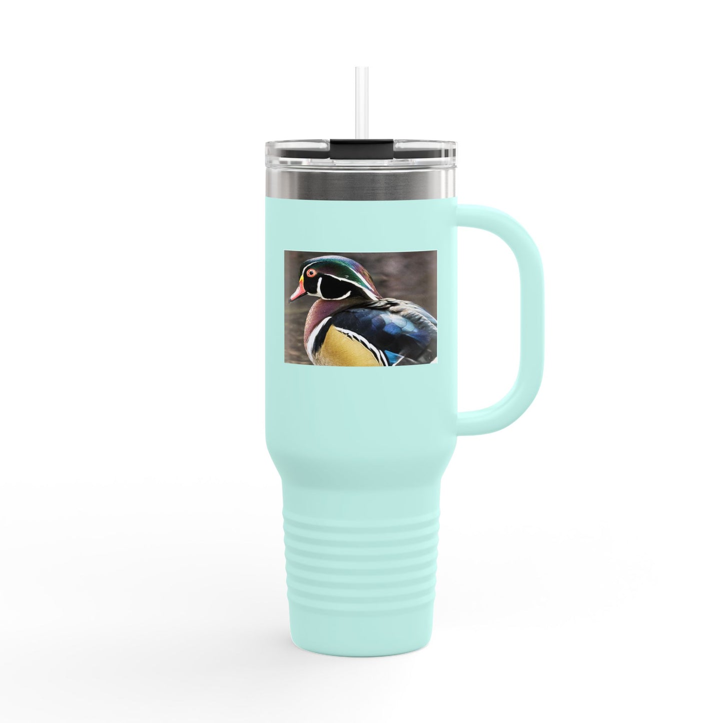 Wood Duck 40oz Insulated Travel Mug — Large Stainless Tumbler with Handle