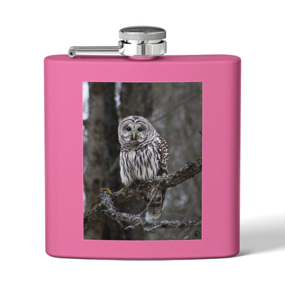 6oz Stainless Flask with Barred Owl Photo – Wildlife Nature Gift