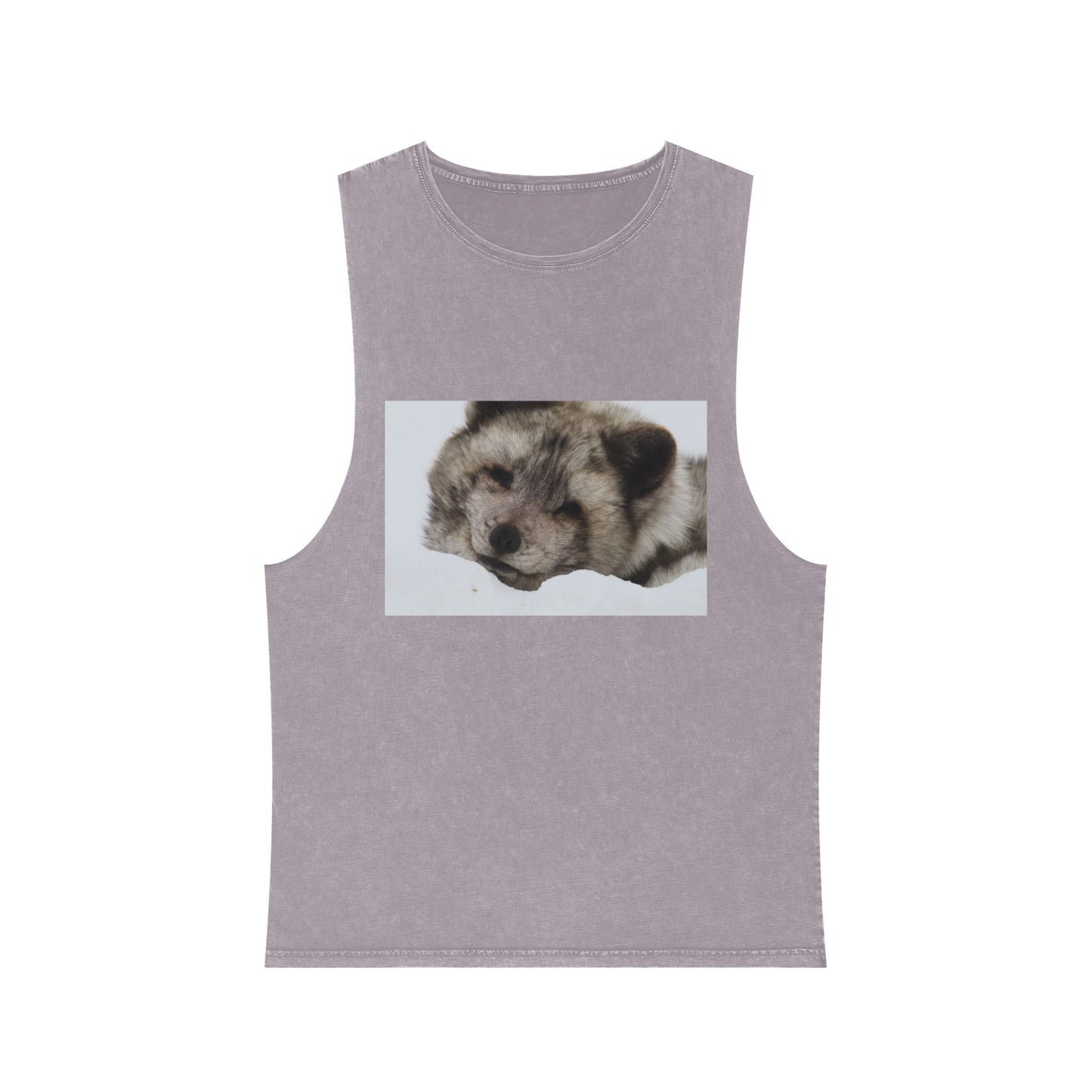 Arctic Fox Sleeping Photo Tank Top — Vintage Stonewash Sleeveless Tee