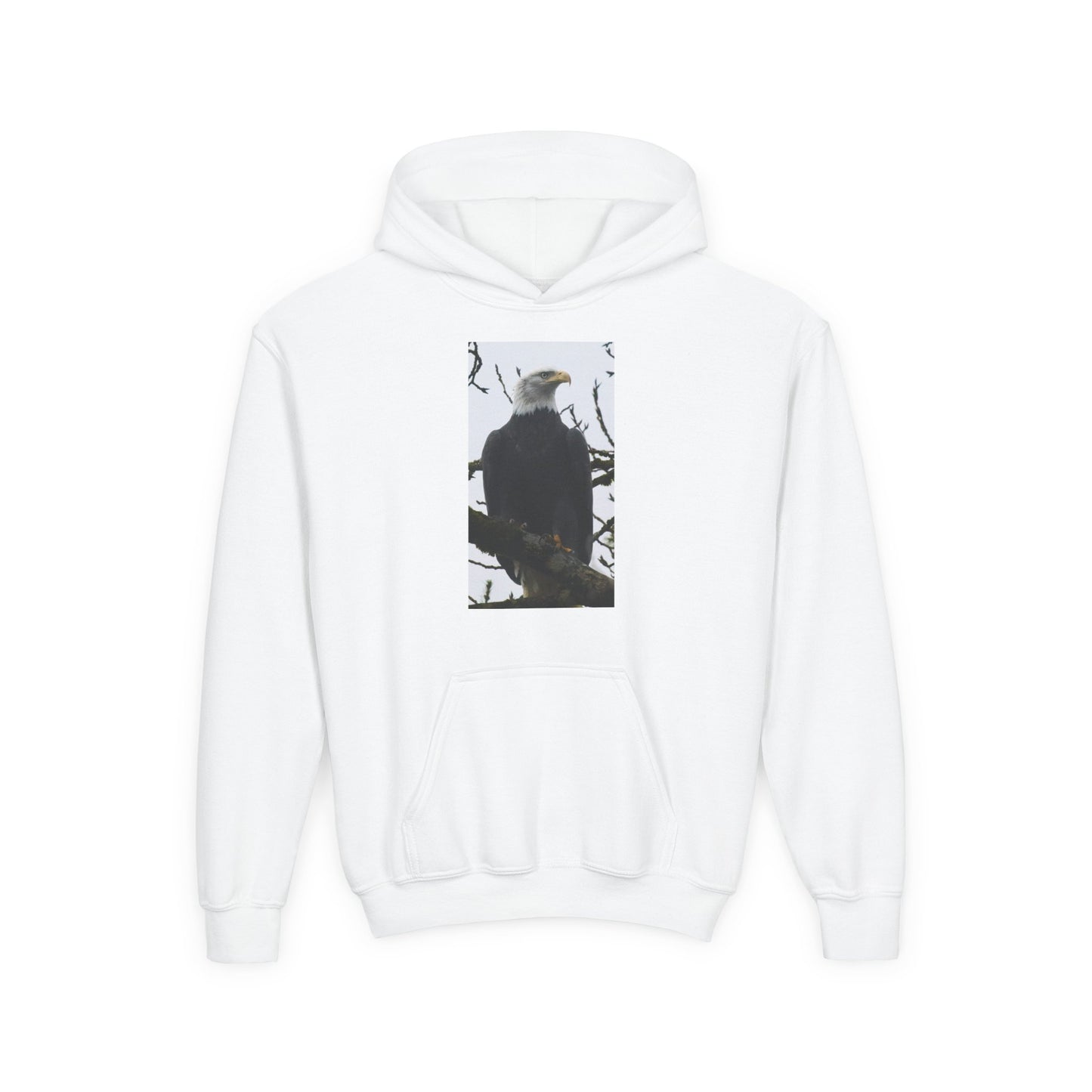 Youth Hoodie with Bald Eagle Photo – Patriotic Kids Pullover