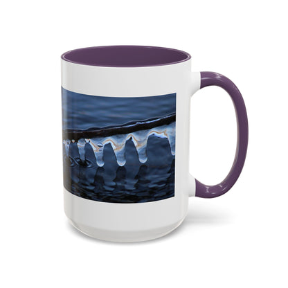 Blue Icicle Wave Accent Coffee Mug — Winter Water Photography 11/15oz