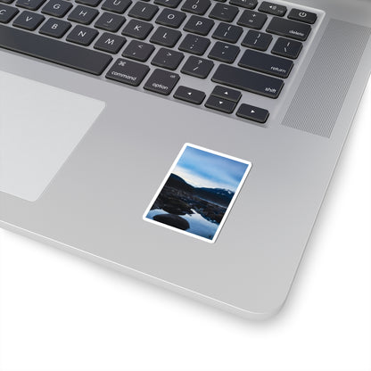 Mountain River Photo Sticker — Scenic Landscape Kiss-Cut Sticker for Laptops & Water Bottles