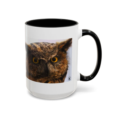 Owl Accent Coffee Mug – Realistic Great Horned Owl Photo (11/15 oz)