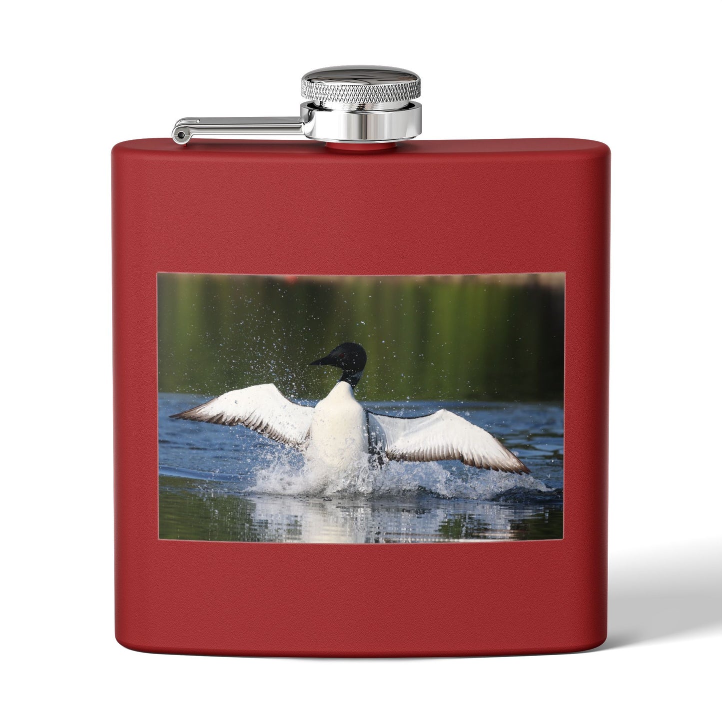 Duck Photography 6oz Stainless Steel Flask — Loon Splash Wildlife Hip Flask
