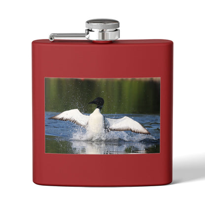 Duck Photography 6oz Stainless Steel Flask — Loon Splash Wildlife Hip Flask