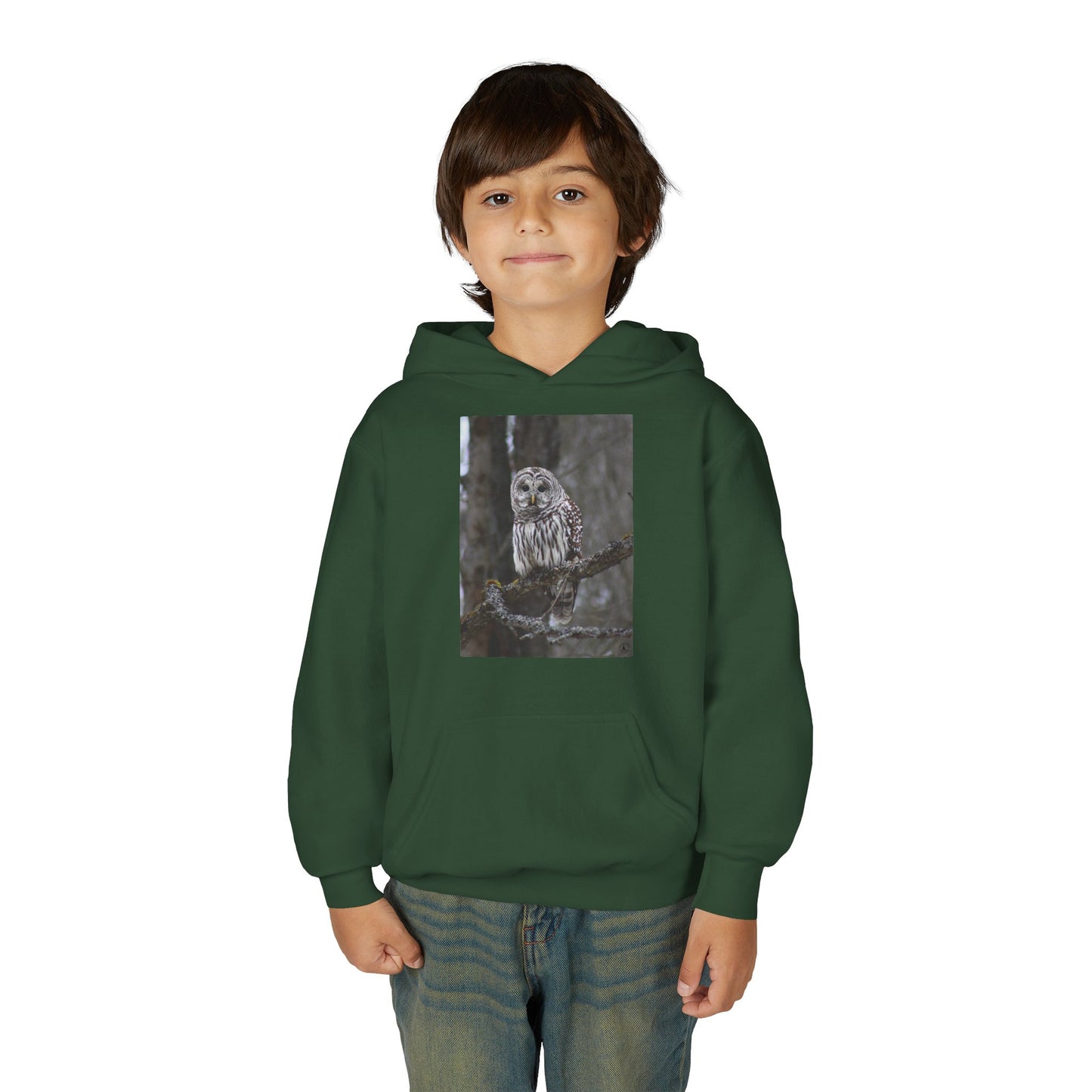 Owl Portrait Youth Hoodie — Realistic Forest Owl Graphic