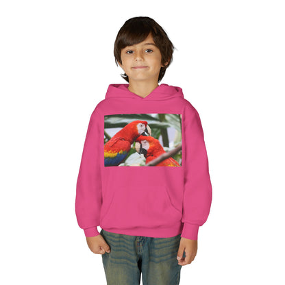 Youth Parrot Hoodie – Colorful Scarlet Macaw Kids Pullover