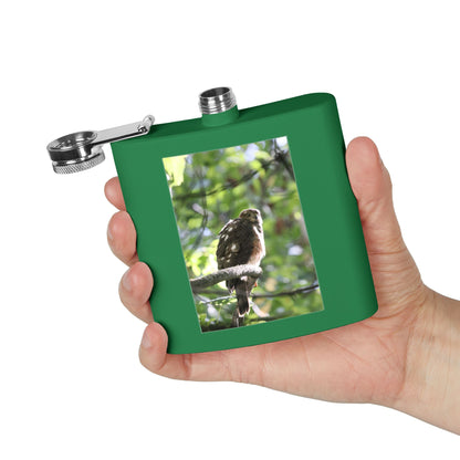 Flask — Woodland Hawk Photo Stainless Steel 6oz Hip Flask
