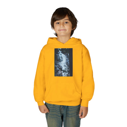 Youth Waterfall Hoodie — Scenic Nature Graphic Sweatshirt