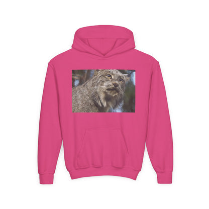 Youth Lynx Hoodie – Realistic Wildcat Photo Pullover for Kids